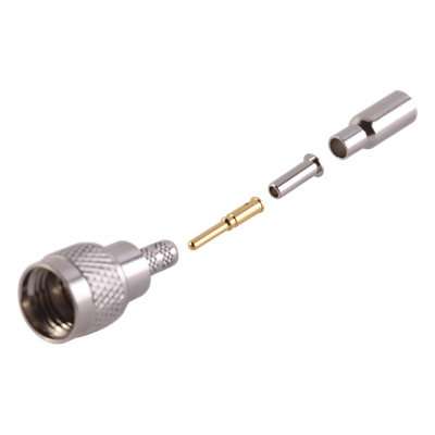 Conector Mini UHF Macho / Anillo Plegable / Bronce Niquelado / Contacto Oro / Teflón / RG-174/U, Belden 8216