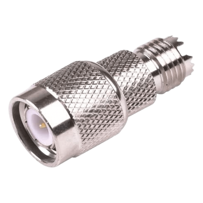 Adaptador en Línea / Mini-UHF Hembra a TNC Macho / Bronce Niquelado / Contacto Oro / Aislante Teflón