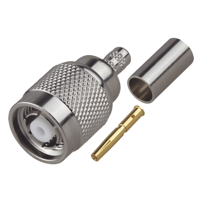 Conector TNC Macho Inverso / Anillo Plegable / RG-58/U / Níquel / Oro / Teflón