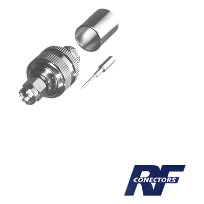 Conector SMA Macho / Anillo Plegable / Cuerpo Bronce Niquelado / Contacto Oro / Teflón / Cables RG8/U, LMR-400, CNT-400, LP-400