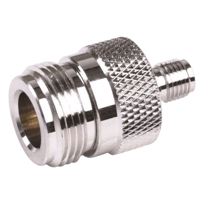 Adaptador RF en Línea / Conector SMA Hembra a N Hembra / Cuerpo Bronce Niquelado / Contacto Oro / Aislante Teflón