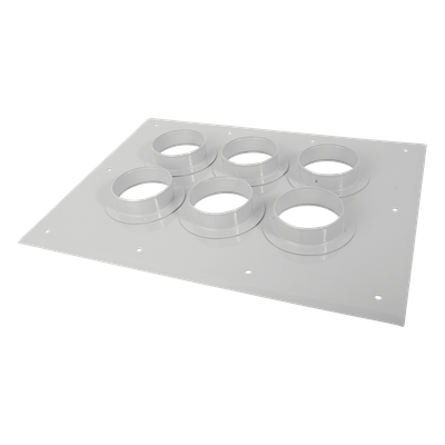 Placa Pasamuro / 6 Puertos / Botas 4" (101.6 mm) / Aluminio / IP66 / 17.50 x 23.00 in
