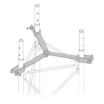 Brida de Sujeción para Retenida / Tipo Delta con Apoyo Central / Galvanizado por Inmersión en Caliente / Tornillería Grado 5 / Compatible con Tramos STZ35G