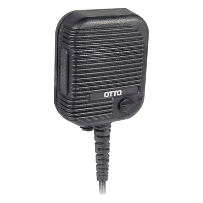 Micrófono-Bocina para Radio Portátil / Control de Volumen / PTT 1 Millón de Ciclos / Jack 2.5 mm / Cable Espiral 40 lb / Clip 360° / MIL-STD-810