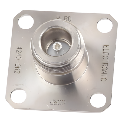 Conector N Hembra / Cambio Rápido QC / No-Soldable / Panel 4 Perforaciones 18 mm / 0.71 in / Níquel-Plata-Teflón