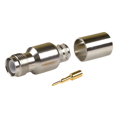Conector TNC Hembra Inverso / Cuerpo Bronce Niquelado / Contacto Oro / Teflón / Anillo Plegable / LMR-400, 9913, 7810A, 8214, CNT-400, RG8/U-SYS, RFLASH-1113