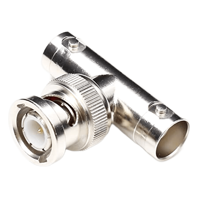 Adaptador en T / BNC Macho a Doble BNC Hembra / 75 Ohm / Níquel / Oro / Teflón