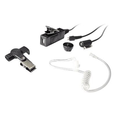 Micrófono-Audífono de Vigilancia / 3 Cables / Tubo Acústico Transparente / PTT Remoto / Uso Profesional Táctico