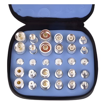 Kit de Adaptadores Coaxiales / 30 Piezas / UNIDAPT / Bronce Blanco / Estuche con Ziper