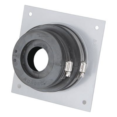 Placa Pasamuro / Aluminio 5.5x5.5 in / IP66 / Coaxial 1-1/4 in / Puerto 4 in