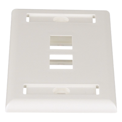 Placa de Pared Vertical / 2 Puertos Keystone / Espacios para Etiquetas / Blanco Mate / 2.75 x 4.5 pulg.