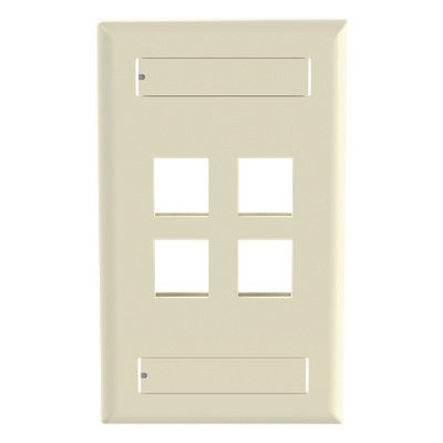 Placa de Pared Vertical / 4 Puertos Keystone / ABS / 69.8 x 114.3 mm / 2.75 x 4.5 pulg. / Marfil