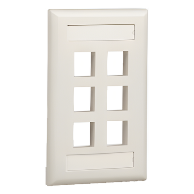 Placa de Pared Vertical / 6 Puertos Keystone / 69.8 x 114.3 mm / 2.75 x 4.5 pulg. / Blanco Mate