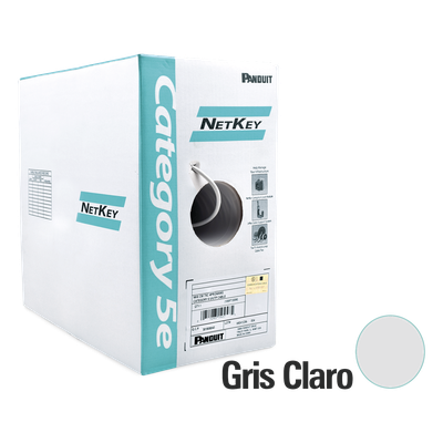 Bobina de Cable UTP / Cat 5e / 24 AWG / CMR Riser / 305 m (1000 ft) / 4 Pares / Cobre Sólido / Gris Claro