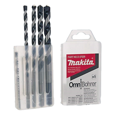 Juego de Brocas para Concreto / 5 Piezas / 3/16 a 1/2 pulg / Punta Carburo de Tungsteno / 3.5 a 6 pulg (89 a 152 mm)