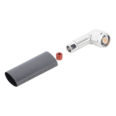Conector Coaxial Tipo N Macho / Ángulo Recto / Cable FSJ1-50A 1/4" / 0-6000 MHz / Potencia Pico 6.4 kW / IP68