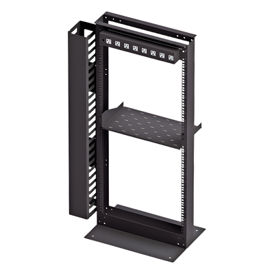 Kit Organizador de Rack / 24 Unidades / PDU 8 Conexiones / Gestión Vertical de Cables / Charola 2 Unidades / Tornillería Incluida
