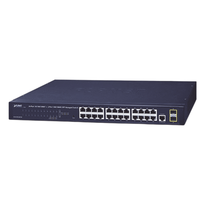 Switch Administrable Capa 2 / 24 Puertos Gigabit RJ45 / 2 Puertos SFP 100/1000X / 52 Gbps / 1U Rack / 17.5 x 8.15 x 1.77 in