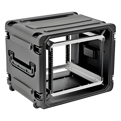 Gabinete Móvil con Amortiguador / Rack 19" / 8U / Ruedas Integradas / Resistente a Golpes y Agua / Pestillos Antipolvo