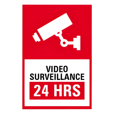 Letrero de Videovigilancia / 19.8 x 30 cm / 7.8 x 11.8 in / Poliestireno / Inglés