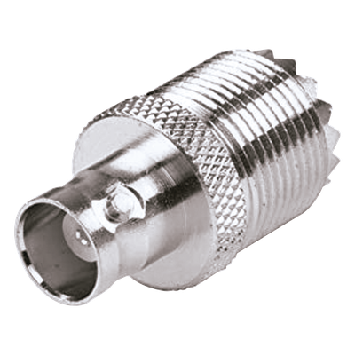 Adaptador en Línea / UHF Hembra SO-239 a BNC Hembra / 50 Ohm / Níquel-Plateado / Delrin