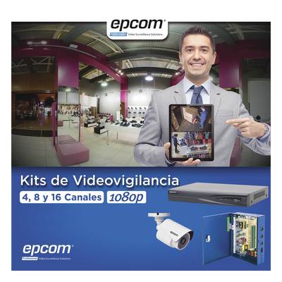Kit TurboHD / DVR 16 Canales Pentahíbrido / 16 Cámaras Bala 1080p / IR 20 m (65.6 ft) / Fuente de Poder Profesional / Transceptores UTP