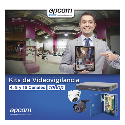 Kit TurboHD / DVR 16 Canales / 16 Cámaras 1080p / 8 Bala y 8 Eyeball / Lente 2.8 mm / IR 20 m (65.6 ft) / Fuente de Poder 18 Canales / Transceptores UTP