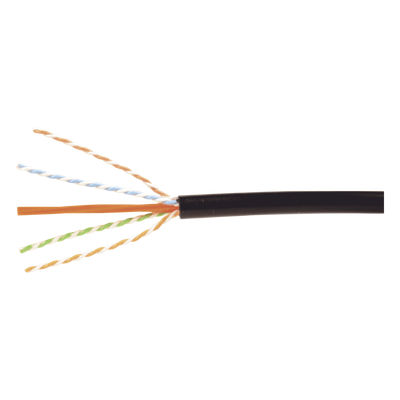 Bobina de Cable Industrial (UTP) de 4 pares, Cat6A de 10Gbps, Planta Externa con Gel Enterrado Directo, Color Negro, 305m