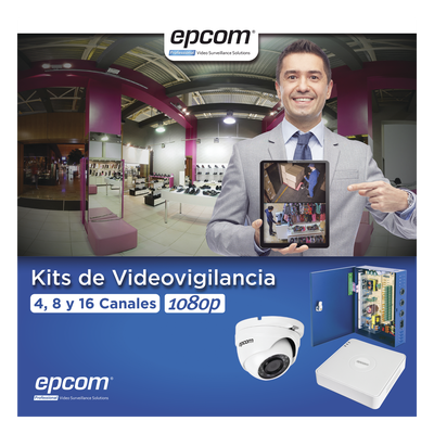 Kit TurboHD 1080p Lite / DVR 16 Canales / 16 Cámaras Eyeball Exterior / Fuente 20A / Transceptores UTP