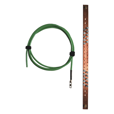 Barra de puesta a tierra / 19in / Cable 6 AWG 2m (6.56 ft) / Terminal compresión doble orificio
