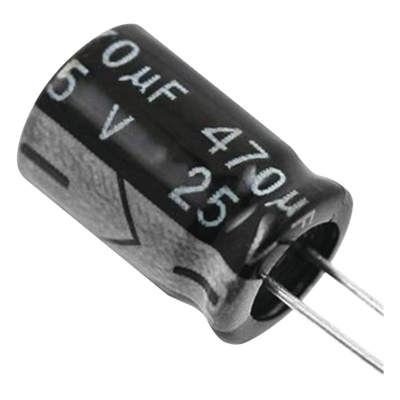 Capacitor Electrolítico Radial / 470 µF / 25 Vcc / 105 °C / 8 x 15 mm