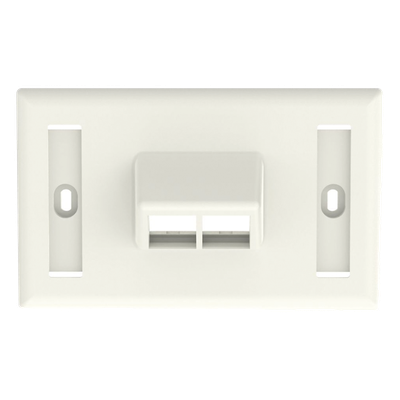 Placa de Pared Horizontal / 2 Puertos Keystone / Blanco Mate / 2.75 x 4.5 pulg.