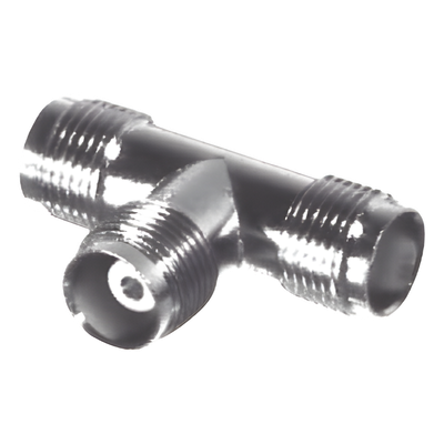 Adaptador en T / Doble TNC Hembra / 50 Ohm / Bronce Niquelado / Contacto Oro / Aislante Teflón