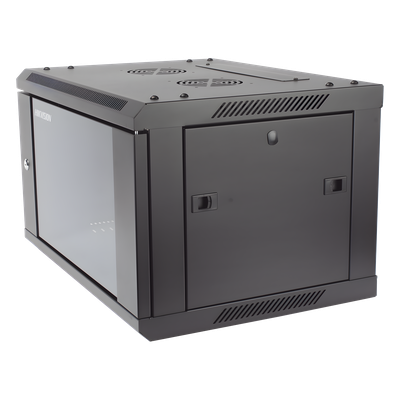 Gabinete de Montaje / 6 Unidades de Rack / 19" / Carga 40 kg / Puerta Cristal Templado / Pared o Piso / 600 x 368 x 450 mm (23.6 x 14.5 x 17.7 in)
