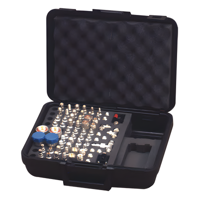 Kit de Adaptadores RF / 70 Piezas / Conectores Unidapt / Estuche con Bisagras / Bronce Fosforado con Oro