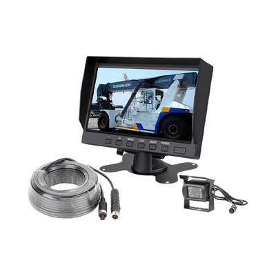 Sistema de Cámara de Reversa Alámbrico / Monitor LCD 7 Pulgadas Full HD / Cámara IR CMOS 18 LEDs / Ángulo de Visión 120° / IP69K / 12/24 VCC / Cable 20 m (65.6 ft)