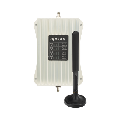 Amplificador de Señal Celular para Vehículo / Cuatribanda 850/1900/1700/2100/2500/2600 MHz / Ganancia 50 dB / Multioperador y Multidispositivo / 12 VCC