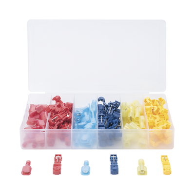Kit Conectores T-Tap / 120 Piezas / 3 Calibres AWG / Cobre Estañado / Sin Corte de Cables / -10°C a 70°C