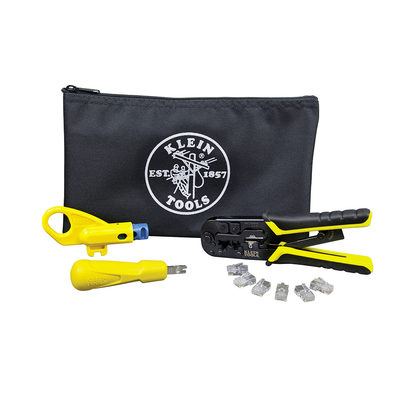 Kit de Instalación de Cable UTP / Pelacables Radial / Ponchadora Modular / Ponchadora 110 / 6 Conectores RJ45-Cat5E / Estuche con Cierre Relámpago