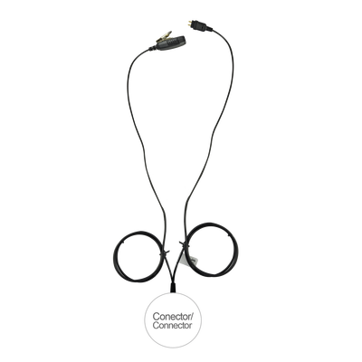 Kit de Vigilancia LOC / 2 Cables / Reforzado con Kevlar / PTT Ergonómico / 16 Conectores de Radio / 1.36 kg de Fuerza de Extracción