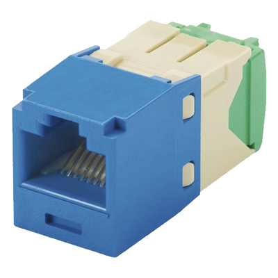 Conector Jack RJ45 / Categoría 6 / 8 Posiciones 8 Cables / 28-30 AWG / Sin Herramienta Impacto / PoE / T568A-B / Azul
