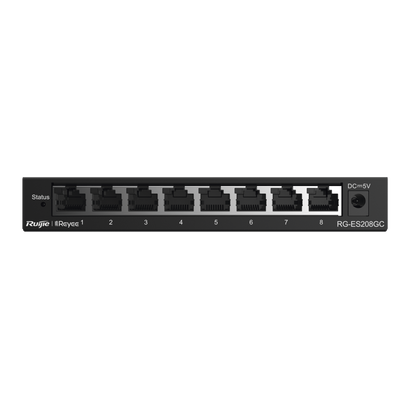 Switch Administrable Gigabit / 8 Puertos 10/100/1000BASE-T / Capa 2 / Switching 16 Gbps / Forwarding 11.9 Mpps / Modo CCTV 250 m (820 ft) / Fanless
