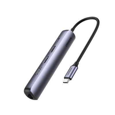 Docking Station USB-C / 5 en 1 / HDMI 4K@60Hz / 2 USB-A 3.1 5 Gbps / RJ45 Gigabit / PD 100W / Aluminio