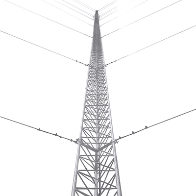 Torre Arriostrada de Piso / 21 m (68.9 ft) / 7 Tramos / Carga Axial 500 kg / Resistencia Viento 200 km/h / Galvanizado por Inmersión en Caliente